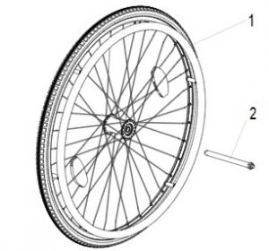2 x Parix 2 Antriebsrad 24 x 1 Zoll, Greifring und pannensicherer Bereifung Reifen Hinterräder